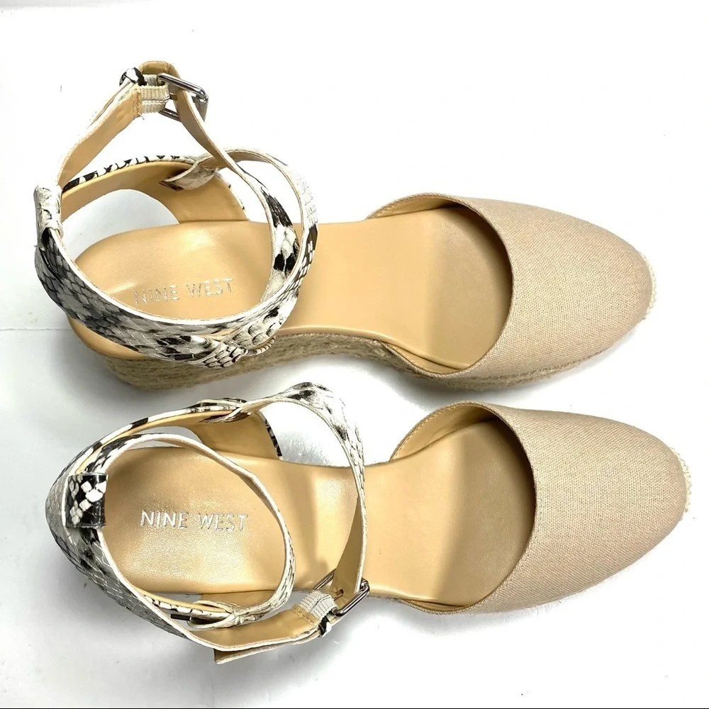 Nine West Wedge Espadrille Beige Snake Print‎ 10M